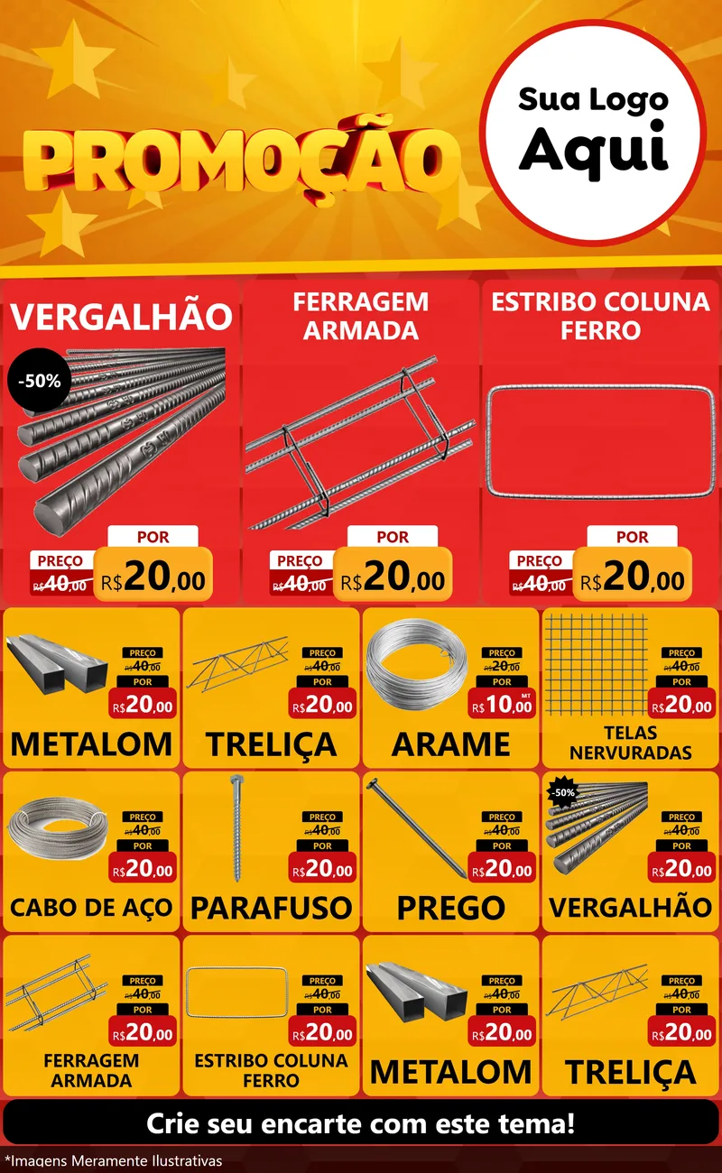Modelo de Encarte para Encarte Grande com o tema Promoção para Ferragens