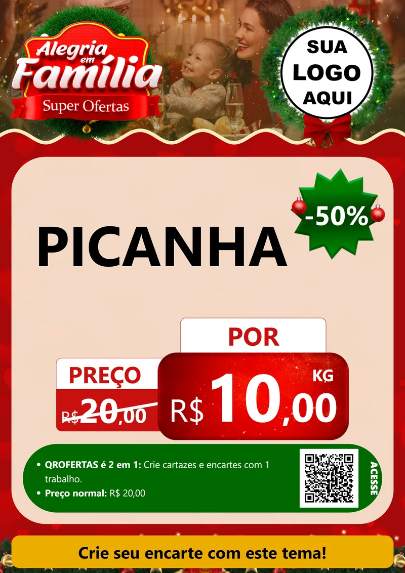 Modelo de Cartaz para Cartaz A4 Vertical com o tema Alegria Em Família - Super Ofertas para Açougue