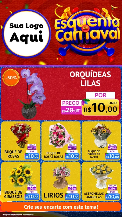 Modelo de Rede Social para Stories com o tema Esquenta de Carnaval para Floricultura e jardim