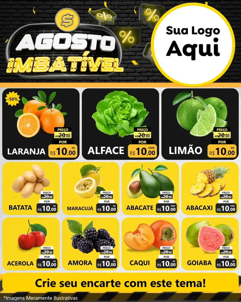 Modelo de Rede Social para Feed Instagram com o tema Agosto Imbatível para Hortifrúti