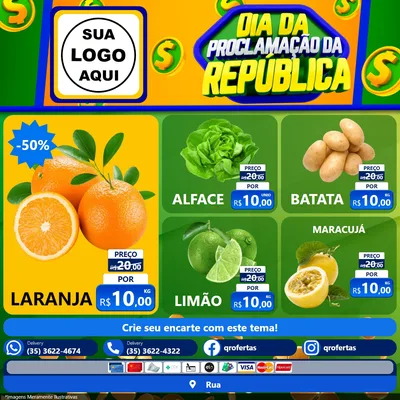 Modelo de Rede Social para Feed Facebook com o tema Dia Da Proclamação da República para Hortifrúti