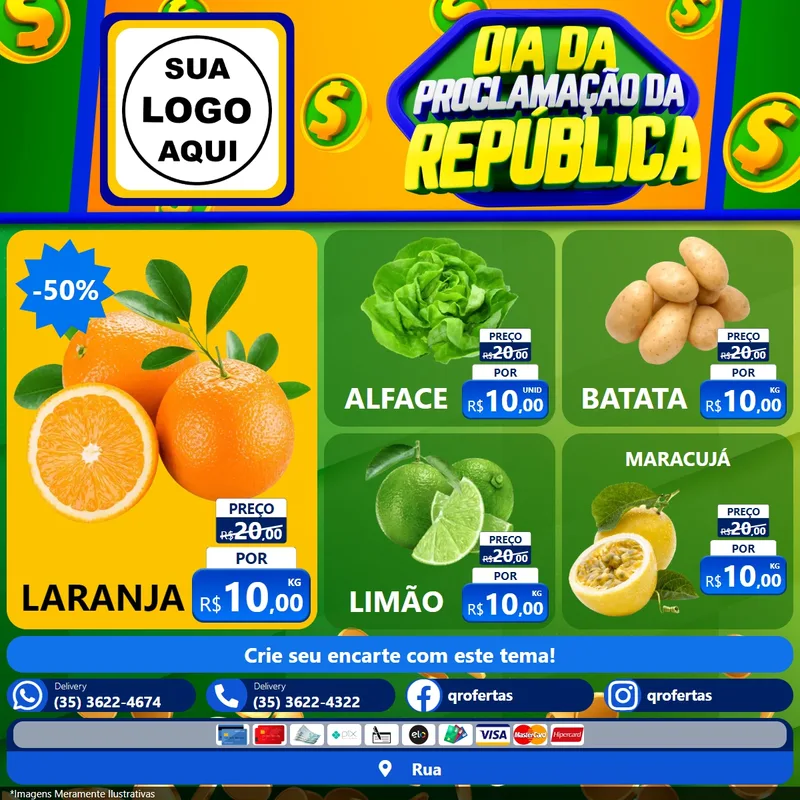 Modelo de Rede Social para Feed Facebook com o tema Dia Da Proclamação da República para Hortifrúti