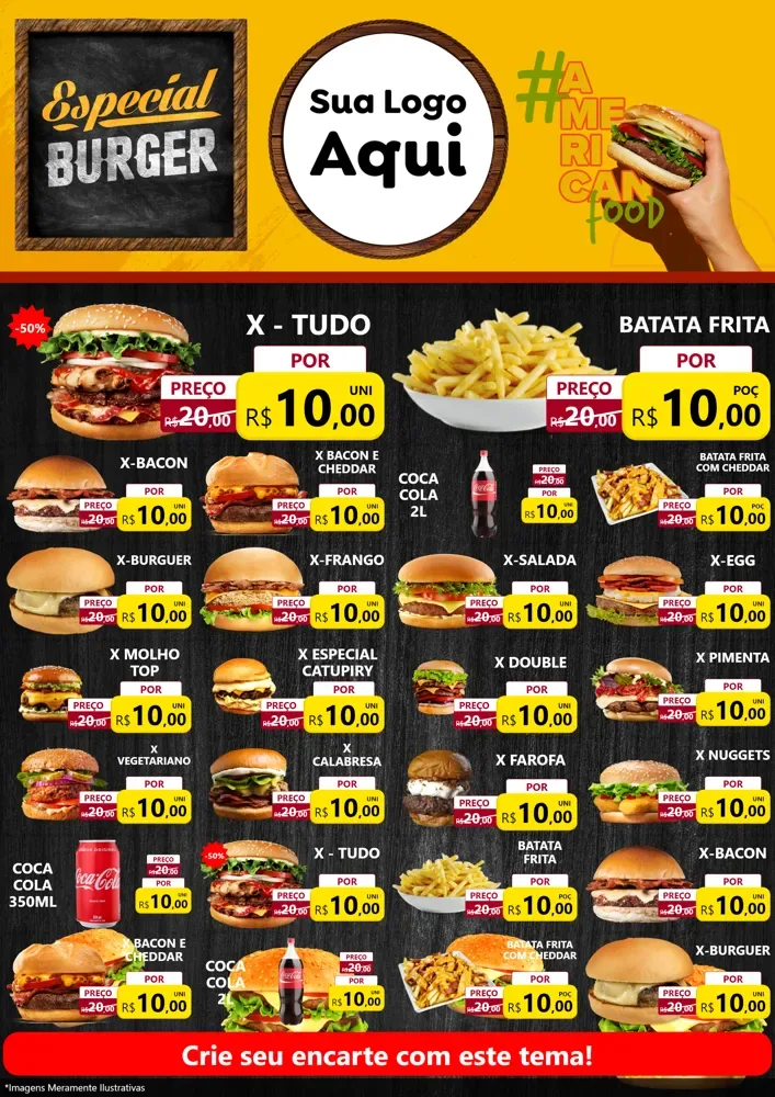 Modelo de Encarte para Encarte A4 Vertical com o tema Especial Hambúrguer para Hamburgueria