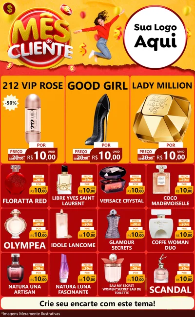Modelo de Encarte para Encarte Grande com o tema Mês do Cliente para Perfumes