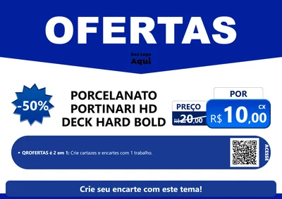 Modelo de Cartaz para Cartaz A4 Horizontal com o tema Ofertas Azul Cartaz para Pisos e revestimentos