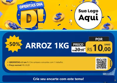 Modelo de Cartaz para Cartaz A4 Horizontal com o tema Ofertas Dia D para Supermercado