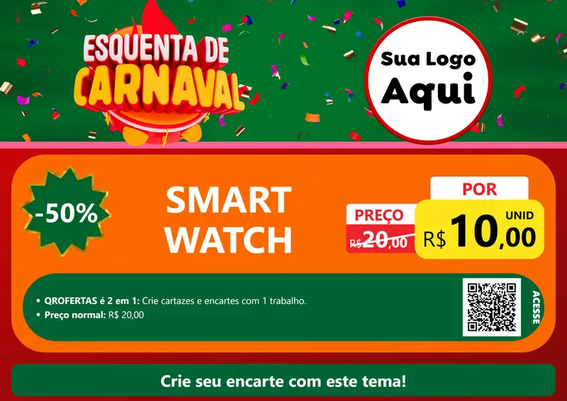 Modelo de Cartaz para Cartaz A4 Horizontal com o tema Esquenta de Carnaval para Informática