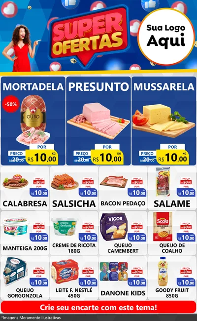 Modelo de Encarte para Encarte Grande com o tema Super Ofertas para Frios e Laticínios