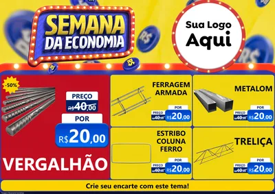Modelo de Encarte para Encarte A4 Horizontal com o tema Semana da Economia para Ferragens