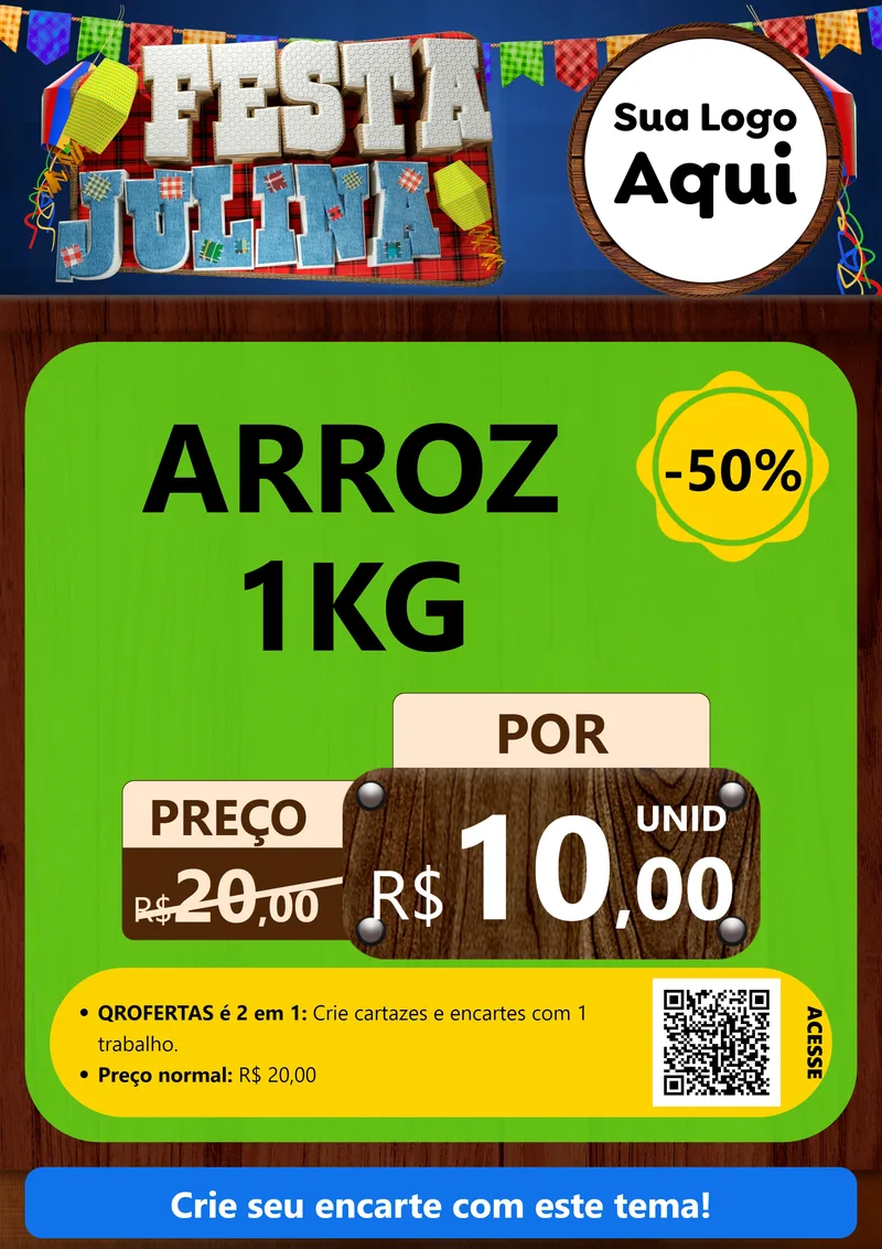 Modelo de Cartaz para Cartaz A4 Vertical com o tema Festa Julina para Supermercado