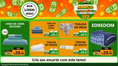 Modelo de TV para TV Horizontal com o tema Comece Março Economizando para Cama, Mesa e Banho