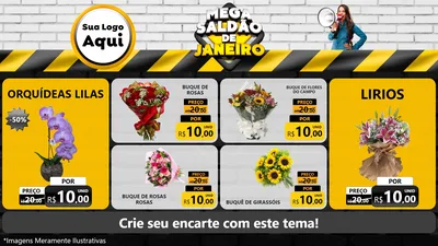 Modelo de TV para TV Horizontal com o tema Mega Saldão de Janeiro para Floricultura e jardim