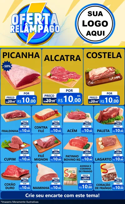 Modelo de Encarte para Encarte Grande com o tema Oferta Relâmpago para Açougue