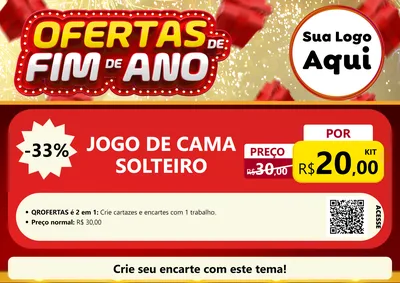 Modelo de Cartaz para Cartaz A4 Horizontal com o tema Ofertas de Fim de Ano para Cama, Mesa e Banho