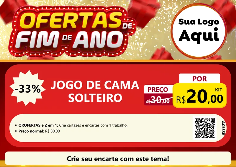 Modelo de Cartaz para Cartaz A4 Horizontal com o tema Ofertas de Fim de Ano para Cama, Mesa e Banho