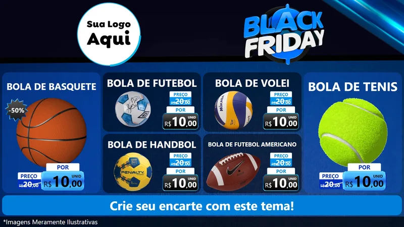Modelo de TV para TV Horizontal com o tema Black Friday para Artigos Esportivos