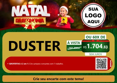 Modelo de Cartaz para Cartaz A4 Horizontal com o tema Natal da Economia para Concessionaria de Carros