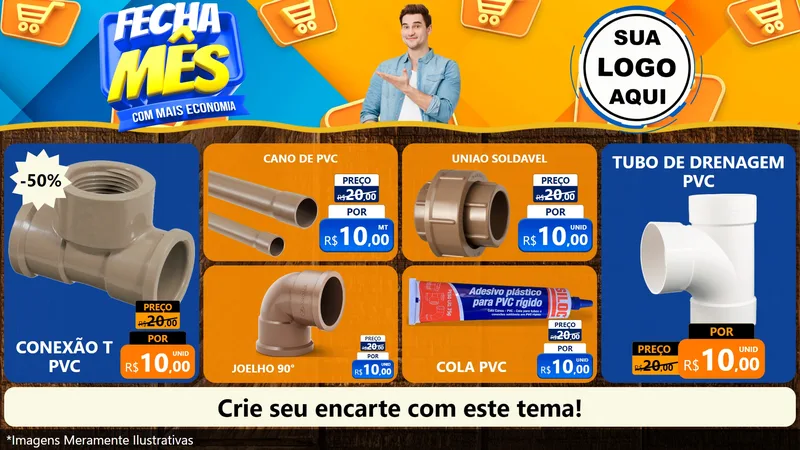 Modelo de TV para TV Horizontal com o tema Fecha Mês Com Mais Economia para Tubos e conexões