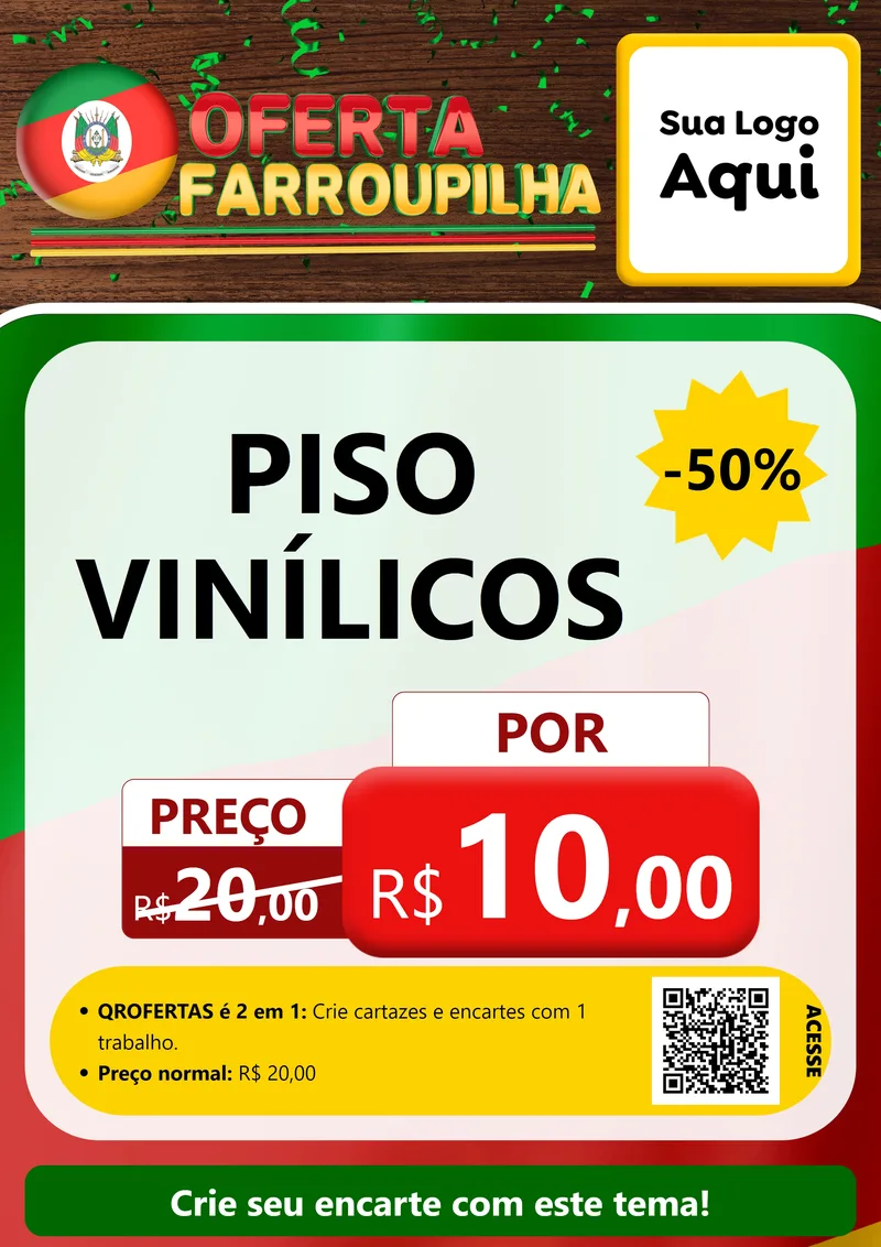 Modelo de Cartaz para Cartaz A4 Vertical com o tema Oferta Farroupilha para Material para Construção