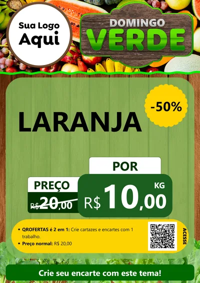 Modelo de Cartaz para Cartaz A4 Vertical com o tema Domingo Verde para Hortifrúti