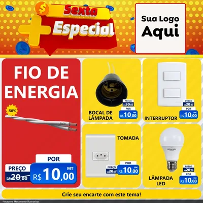 Modelo de Rede Social para Feed Facebook com o tema Sexta Mais Especial para Materiais Elétricos