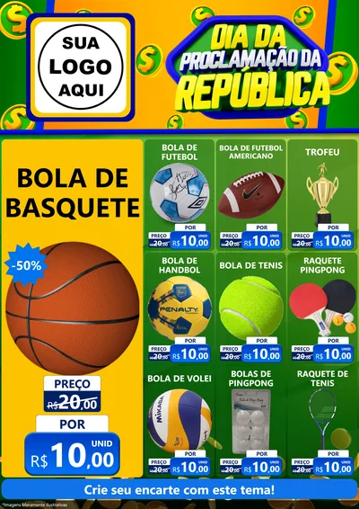 Modelo de Encarte para Encarte A4 Vertical com o tema Dia Da Proclamação da República para Artigos Esportivos