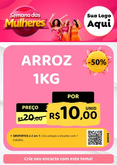 Modelo de Cartaz para Cartaz A4 Vertical com o tema Semana das Mulheres para Supermercado
