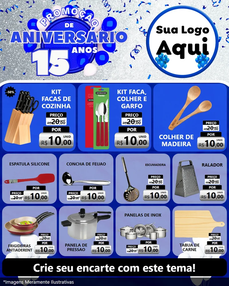 Modelo de Rede Social para Feed Instagram com o tema Promoção de Aniversário - 15 Anos para Utilidades Domésticas