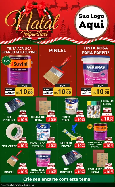 Modelo de Encarte para Encarte Grande com o tema Natal Imperdível para Tintas e Ferramentas