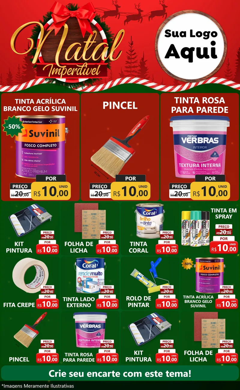 Modelo de Encarte para Encarte Grande com o tema Natal Imperdível para Tintas e Ferramentas