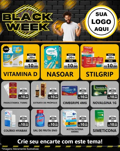 Modelo de Rede Social para Feed Instagram com o tema Black Week para Farmácia