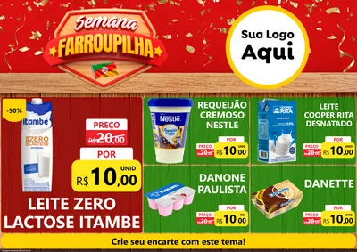 Modelo de Encarte para Encarte A4 Horizontal com o tema Semana Farroupilha para Frios e Laticínios