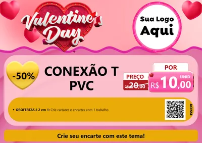 Modelo de Cartaz para Cartaz A4 Horizontal com o tema Valentine's Day para Tubos e conexões