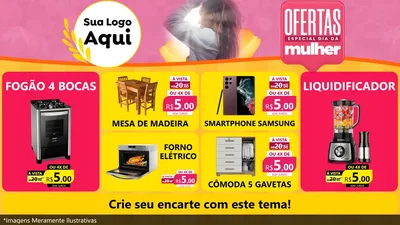 Modelo de TV para TV Horizontal com o tema Ofertas - Especial Dia Das Mulheres para Móveis e Eletro
