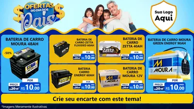 Modelo de TV para TV Horizontal com o tema Ofertas do Dia dos Pais para Baterias Elétricas