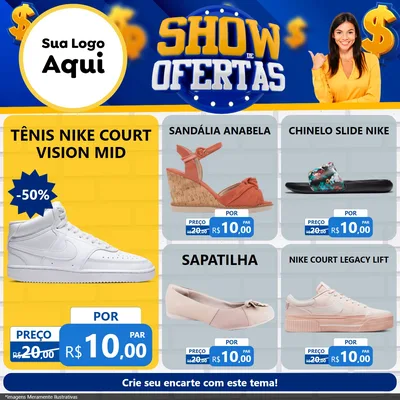 Modelo de Rede Social para Feed Facebook com o tema Show de Ofertas para Calçados