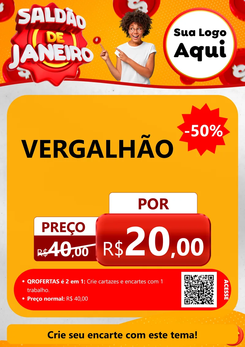 Modelo de Cartaz para Cartaz A4 Vertical com o tema Saldão de Janeiro para Ferragens