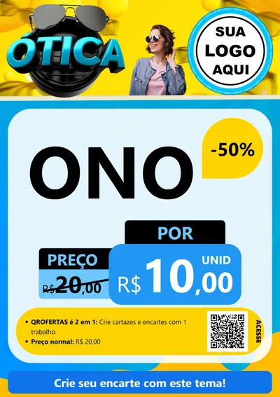 Modelo de Cartaz para Cartaz A4 Vertical com o tema Ótica para Óticas