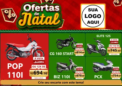 Modelo de Encarte para Encarte A4 Horizontal com o tema Ofertas de Natal para Concessionaria de Motos