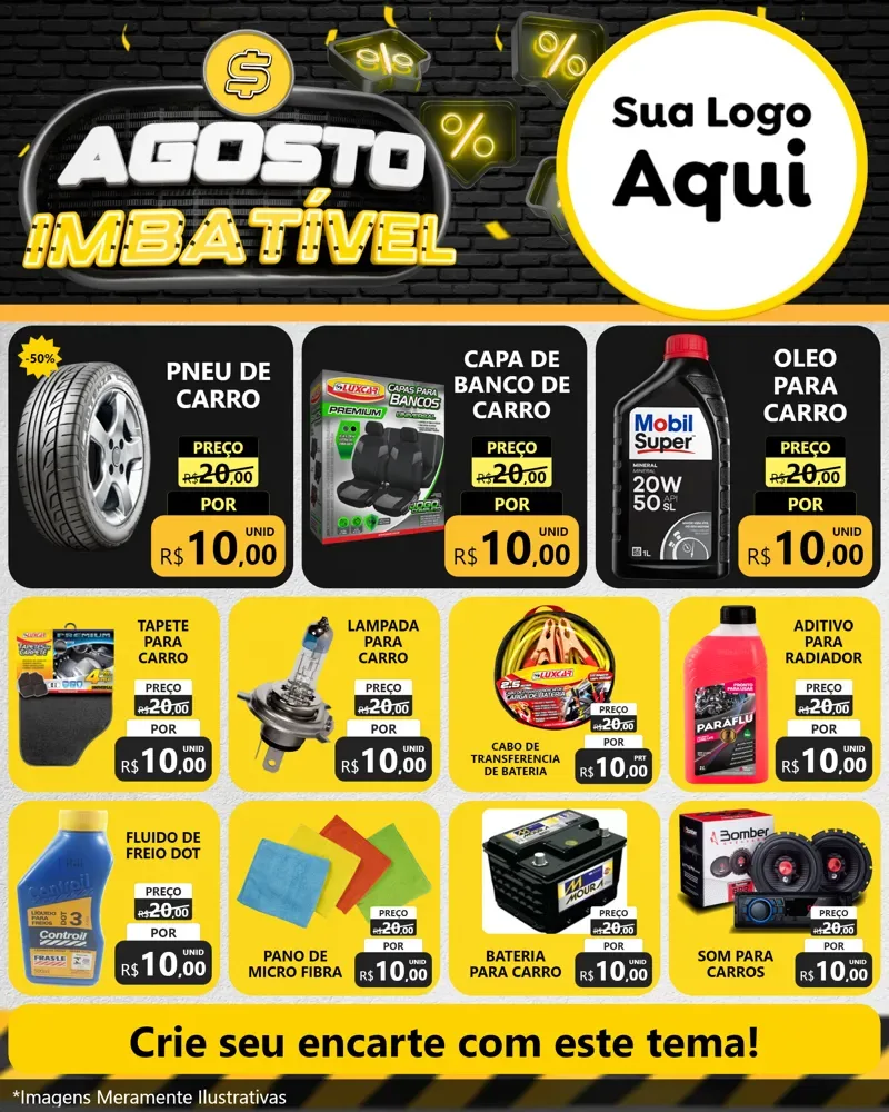 Modelo de Rede Social para Feed Instagram com o tema Agosto Imbatível para Auto peças