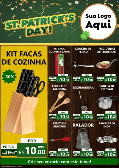 Modelo de Encarte para Encarte A4 Vertical com o tema St Patriks Day para Utilidades Domésticas