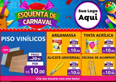 Modelo de Encarte para Encarte A4 Horizontal com o tema Esquenta de Carnaval para Material para Construção