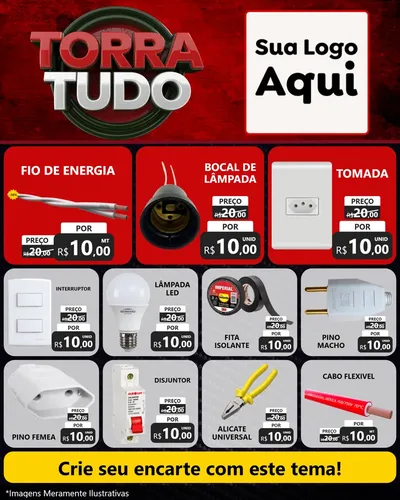 Modelo de Rede Social para Feed Instagram com o tema Torra Tudo para Materiais Elétricos