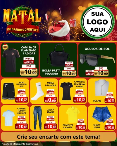 Modelo de Rede Social para Feed Instagram com o tema Natal de Grandes Ofertas para Roupas e acessórios