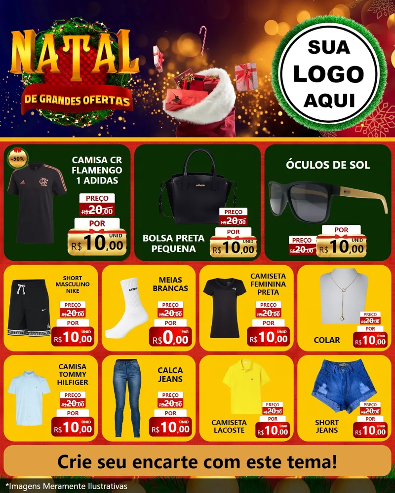 Modelo de Rede Social para Feed Instagram com o tema Natal de Grandes Ofertas para Roupas e acessórios