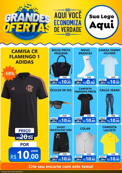 Modelo de Encarte para Encarte A4 Vertical com o tema Grandes Ofertas para Roupas e acessórios