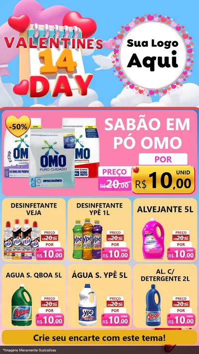 Modelo de Rede Social para Stories com o tema Valentine's Day para Produtos de Limpeza