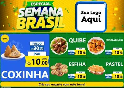 Modelo de Encarte para Encarte A4 Horizontal com o tema Especial Semana do Brasil para Salgadaria