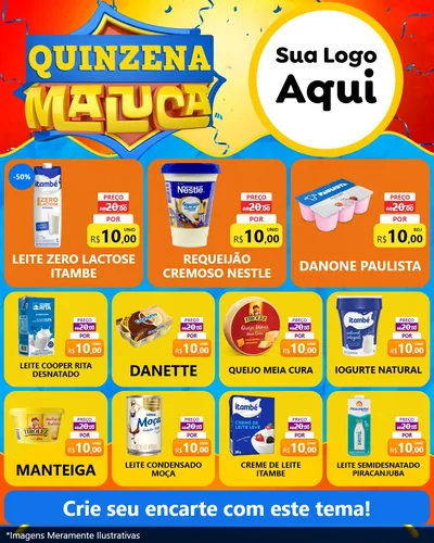 Modelo de Rede Social para Feed Instagram com o tema Quinzena Maluca para Frios e Laticínios