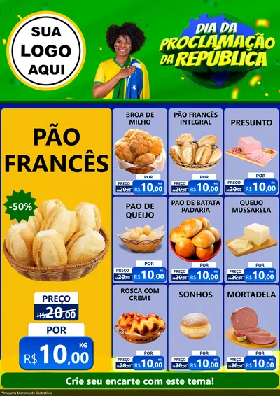 Modelo de Encarte para Encarte A4 Vertical com o tema Dia Da Proclamação Da República para Padaria